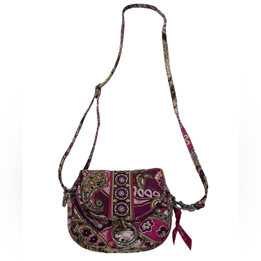 Vera Bradley Small Crossbody Purse Plum Petal Paisley Adjustable Strap